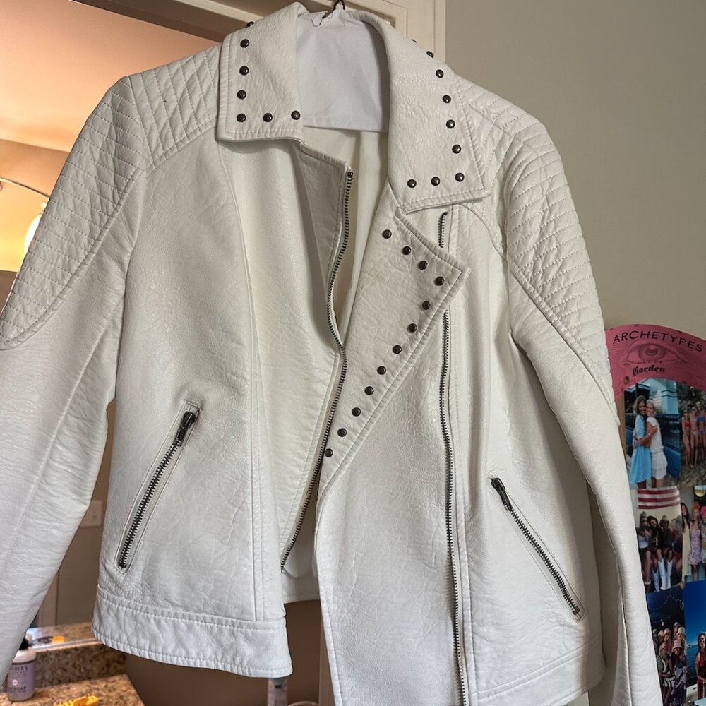 Jack by BB Dakota White Studded Leather Jacket Size M